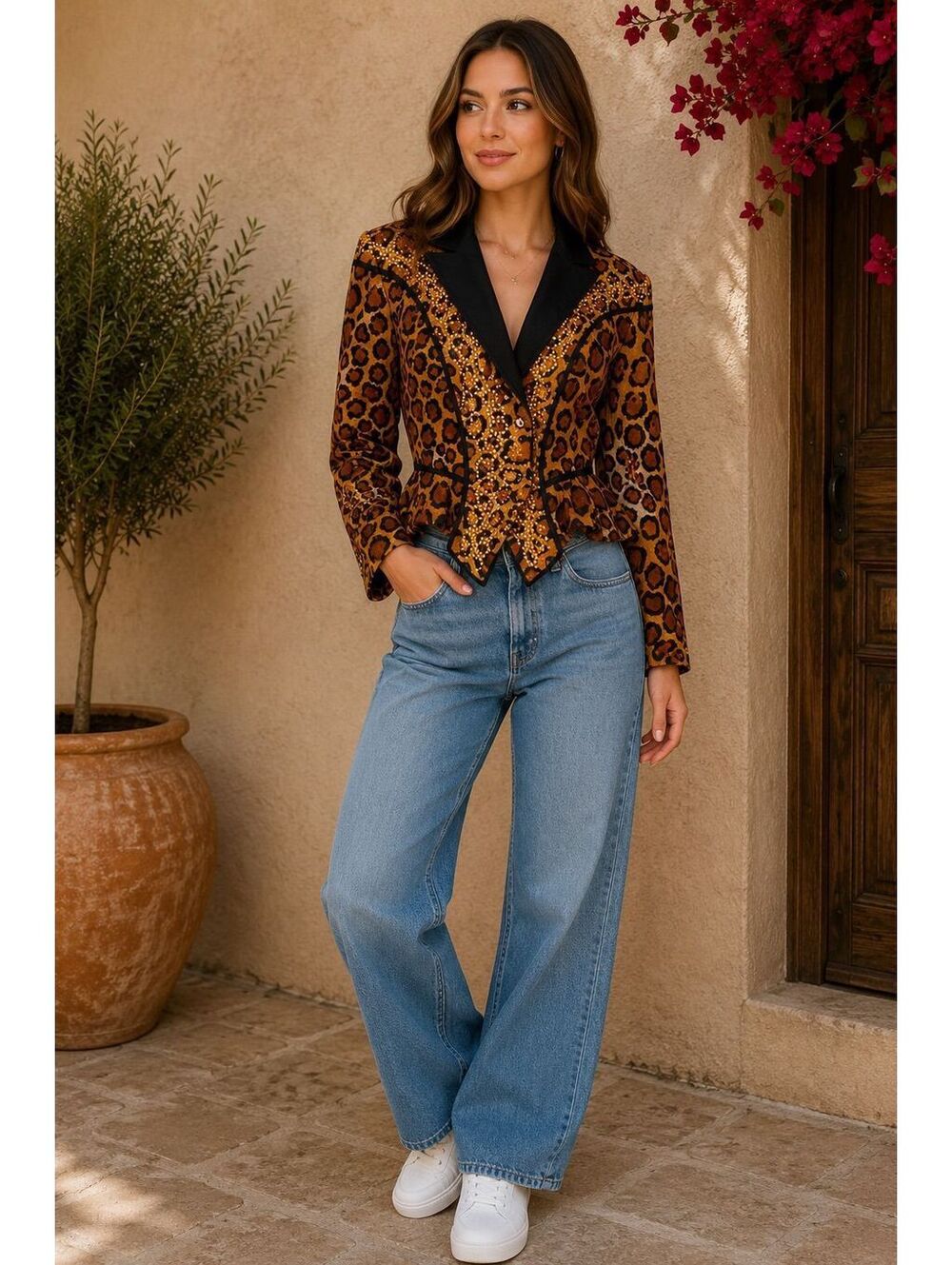 Cache Leopard Print Embellished Statement Jacket - Picture 2 of 2